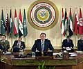 Libanons president Emile Lahoud åpnet toppmøtet i Beirut. (Foto: Mahmoud Tawil/AP)