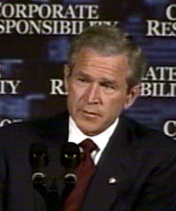 REFS: President George W. Bush refset det amerikanske næringslivet i går. Men opposisjonen mener at han var lite konkret.
