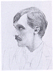 Hermann Bang tegnet av Christian Krohg. Hermann Bang tegnet av Christian Krohg.