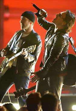 Bono og The Edge er bekymret for deres kommende album. Foto: Arkiv.