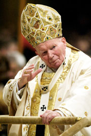 Johannes Paul II er ein skarp kritikar av USA sin politikk overfor Irak. (Arkivfoto)