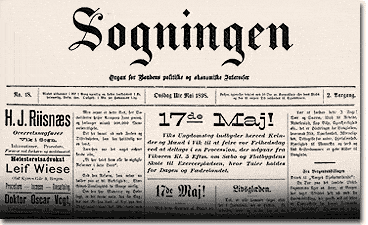 Frstesida til Sogningen i 11. mai 1898, i det andre utgjevingsret.