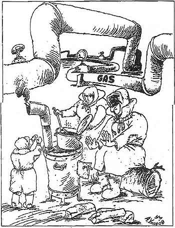 Karikaturtegning fra Izvestia 6. februar 2002. 