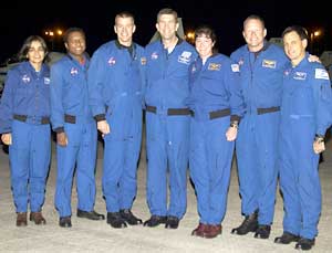 Mannskapet fra venstre: Kalpana Chawla, Michael Anderson, William McCool, Rick Husband, Laurel Clark, David Brown og Ilan Ramon. (Foto: NASA)