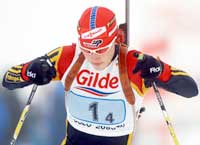 Kati Wilhelm skjøt feilfritt på sprinten i Östersund. (Foto. Knut Fjelstad/scanpix)