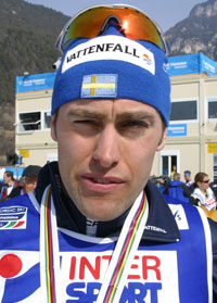 Jørgen Brink gikk et knalløp og ble belønnet med bronsemedalje på fem-mila. (Foto: Svein Strømnes/nrk.no)