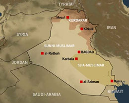 Kart Irak med naboland