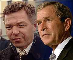 Det var Bush som ringte Bondevik. Illustrasjon NRK Grafikk