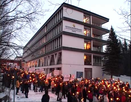 Fra en tidligere demonstrasjon rundt Hålogalandssykehuset i Narvik.