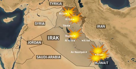 Angrepene mot Irak 21. mars. NRK-grafikk
