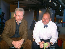 Jan Helge Solbakk, professor i medisinsk etikk og Per Fugelli, professor i sosialmedisin. Foto: NRK. Jan Helge Solbakk, professor i medisinsk etikk og Per Fugelli, professor i sosialmedisin. Foto: NRK.