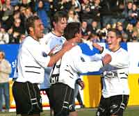 Sogndal-spillerne f.v. Håvard Flo, Anders Stadheim, Rune Bolseth og Kristian Ystaas imponerer. (Foto: Scanpix)