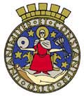 Oslo bys våpen er bygget over et gammelt segl. I dette tilfellet det gotiske Osloseglet, slik man først kjenner det fra 1344. St. Hallvard sitter på en trone og omkring byvåpenet finner vi inskripsjonen "Unanimiter et constanter Oslo" ("Enig og fast"). Oslo bys våpen er bygget over et gammelt segl. I dette tilfellet det gotiske Osloseglet, slik man først kjenner det fra 1344. St. Hallvard sitter på en trone og omkring byvåpenet finner vi inskripsjonen "Unanimiter et constanter Oslo" ("Enig og fast").
