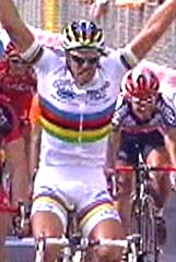 Mario Cipollini satte en historisk rekord med 42 etappeseirer i Giro, men får ikke sykle i Tour de France.
