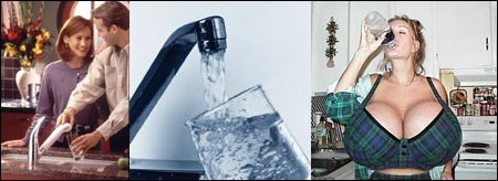Vannindustrien fremstiller vann som et vidundermiddel (til venstre og midten), mens virkeligheten kan være en helt annen.