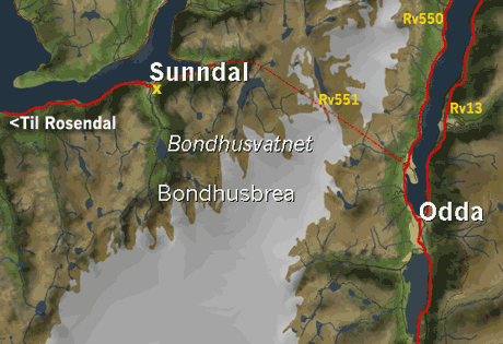 Kart Bondhusdalen, kvinnherad