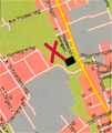 Kart over området der Mæla ungdomsskole er planlagt.