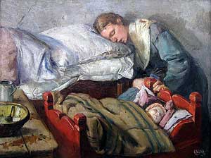 Christian Krohg malte "Sovende mor" på Skagen.