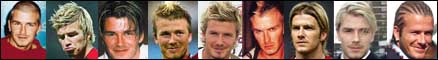 Et lite utvalg av Beckhams forskjellige hårsveiser.