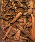 På Hylestad stavkirke er sagnet om Sigurd fremstilt. Her dreper han dragen.