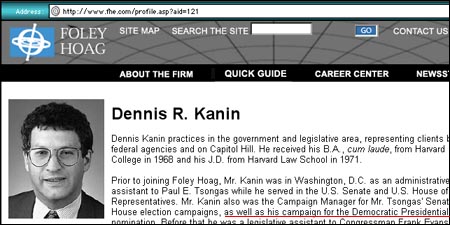 http://www.fhe.com/profile.asp?aid=121 Hr. Kanin har tidligere arbeidet som rådgiver for Demokratene i USA. 