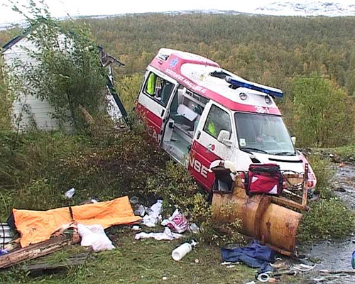 Fra ulykkestedet i Gildeskål. Foto: NRK.