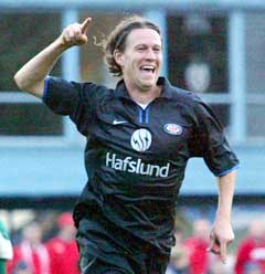Morten Berre jubler for sin scoring på overtid. (Foto: Alf Ove Hansen / SCANPIX)