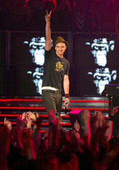 Årets store MTV-vinner i Europa, Justin Timberlake. Foto: AP Photo/Alastair Grant