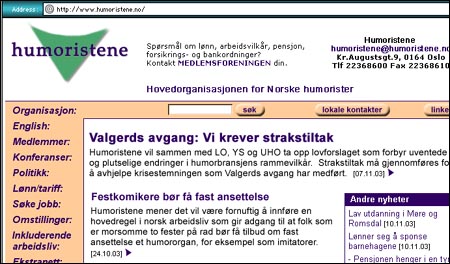 Krisestemning på Humoristenes hjemmeside. Krisestemning på Humoristenes hjemmeside.