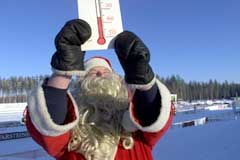 Julenissen kunne fortelle om kalde forhold i Kontiolahti i 1999. (Foto: AP/Scanpix)