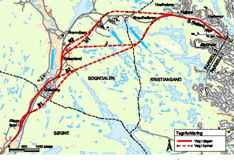 Alternativene på parsell 2 - Hannevikdalen - Kleppland Alternativene på parsell 2 - Hannevikdalen - Kleppland