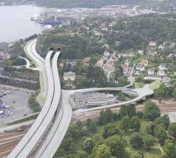 Løsning fra Gartnerløkka og vestover, med en ekstra bro i forhold til i dag. Løsning fra Gartnerløkka og vestover, med en ekstra bro i forhold til i dag.