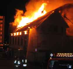 Bygningen som huser Verftet i Porsgrunn ble skadd i brann.