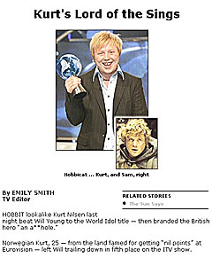 Kurt Nilsen blir sammenlignet med hobbiten Sam fra Ringens Herre hos den britiske tabloiden The Sun. Men hvor like er de egentlig? Foto: The Sun.
