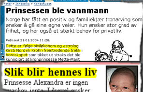 NRK.no og VG har klare meninger om prinsessens livsløp. 