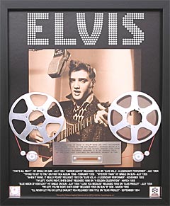 Slik ser de innrammede versjonene av Elvis-opptakene man kan kjøpe. Foto: www.elvismastertape.com.
