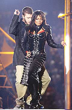 Janet Jackson og Justin Timberlake underholder i pausen på Super Bowl. Foto: Frank Micelotta / Getty Images.