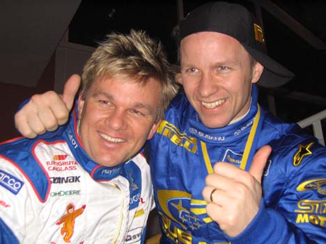 Henning og Petter Solberg tok henholdsvis sjette og tredjeplassen i Rally Sverige 2004 Henning og Petter Solberg tok henholdsvis sjette og tredjeplassen i Rally Sverige 2004