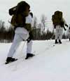 Vinterkledde soldater på øvelse.