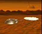 Romsonden Heugens lander på Titan. (Illustrasjon: York Films of England)