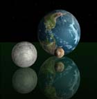 Jorden, Månen og Pluto. (Illustrasjon: York Films of England)