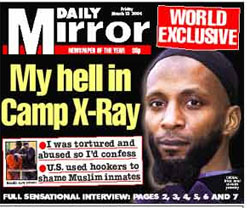 London-avisen Daily Mirror bringer et eksklusivt intervju med en av fangene i dagens avis. (Faksimile) London-avisen Daily Mirror bringer et eksklusivt intervju med en av fangene i dagens avis. (Faksimile)