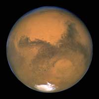 Hubble-bilde av Mars 11. mars 2003 da planeten bare var 55,760,220 km fra jorda (Foto: AP/NASA) Hubble-bilde av Mars 11. mars 2003 da planeten bare var 55,760,220 km fra jorda (Foto: AP/NASA)