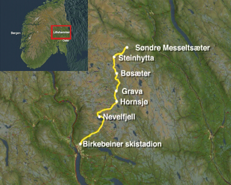Fra Østerdalen tilbake til Lillehammer. Kart: NRK.