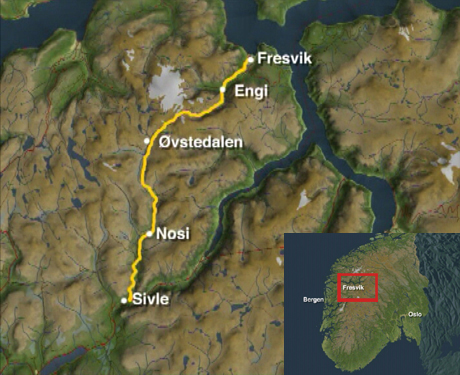Turen fra Fresvik til Sivle. Kart: NRK