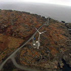 Dei som bur på Utsira er positive til vindmøllene. Foto: NRK.