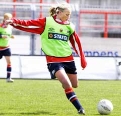 Heidi Pedersen scoret Norges første mål. (Foto: Heiko Junge/SCANPIX) 