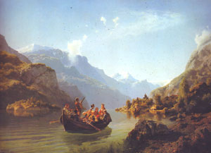 Tidemand og Gude: "Brudeferden i Hardanger" fra 1848. Foto: Nasjonalgalleriet.