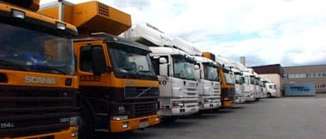 Lastebilene sto parkert da transportarbeiderne ved ASKO i Lier streiket i fem uker.