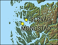 Ventebøyene skal liggje ved fylkesgrensa i Fensfjorden mellom Mongstad og Sløvåg.